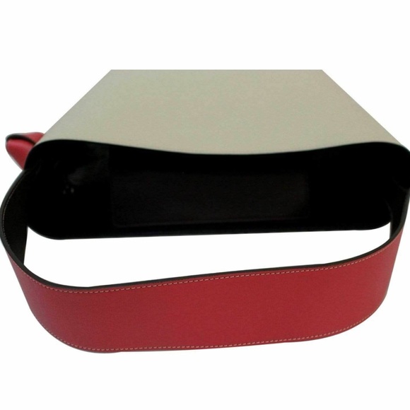 NEW Phoebe Celine Twisted Cabas Tote in Burgundy and Cream - Picture 6 of 12